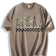Camo Baseball Mama Coquette Baseball Military Camouflage Vintage Washed T-Shirt in Brown