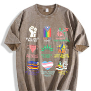 Big Fan of Human Rights Vintage Washed T-Shirt in Brown