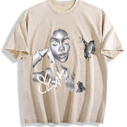 SZA Portrait Vintage Washed T-Shirt in Beige