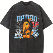 Nation Retro Pinup Vintage Washed T-Shirt in Black