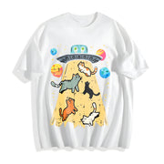 UFO Takeaway Cute Cat Cotton T-Shirt in White