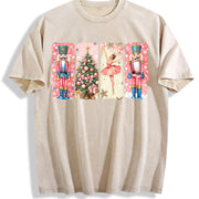 Nutcracker Christmas Vintage Washed T-Shirt in Beige