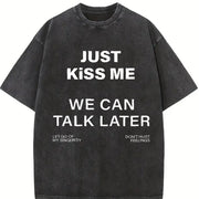 Just We Can Talk Later Vintage Washed T-Shirt in Black