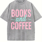 Book & Coffee for Attire Vintage Washed T-Shirt in Gray
