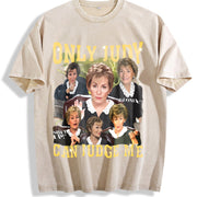 Only Judy Can Judge Me and for autumn and winter vintage washed oversized T-shirt in Beige
