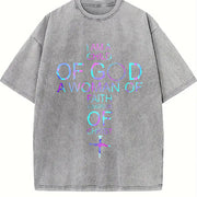 Christian Faith I Am a Child of God vintage washed oversized T-shirt in Gray