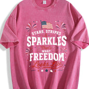 Stars Stripes and Sparkles Freedom Vintage Washed T-Shirt in Red