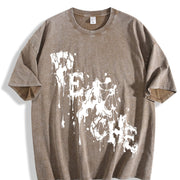Abstract Black Ink Vintage Washed T-Shirt in Brown
