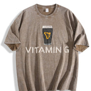 Vitamin G Guinness Beer Embroidered Beer St. Patrick’s Day vintage washed oversized T-shirt in Brown