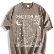 Crows Before Bros Support Your Local Murder Vintage Washed T-Shirt in Brown