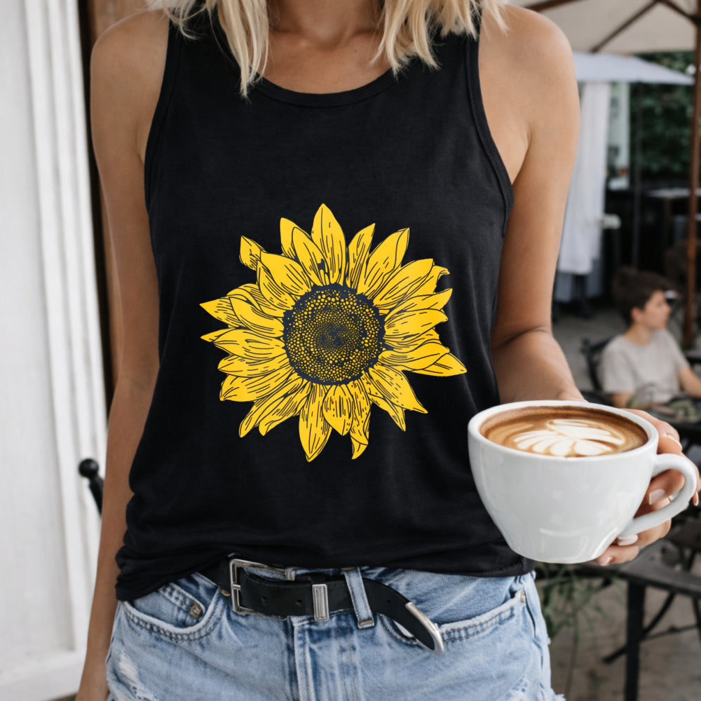 European and American Button V-neck Vest Women's Color Cotton Tank Top in Black