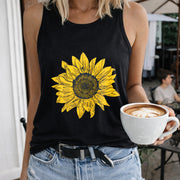 European and American Button V-neck Vest Women's Color Cotton Tank Top in Black