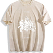Black Jujutsu Kaisen Jinji Endonka Vintage Washed T-Shirt in Beige