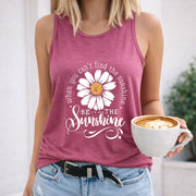 When You Cant Find the Sunshine Be the Sunshine Crew-neck Women's Color Cotton Tank Top in Red