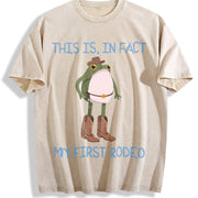 Western Cowboy Saying Vintage Washed T-Shirt in Beige