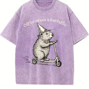 Off To Cause A Kerfuffle Groundhog Scooter Silly Animal vintage washed oversized T-shirt in Purple