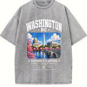 Washington DC Vintage Washed T-Shirt in Gray
