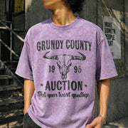 Grundy County Auction Inspired Concert Vintage Washed T-Shirt in Purple