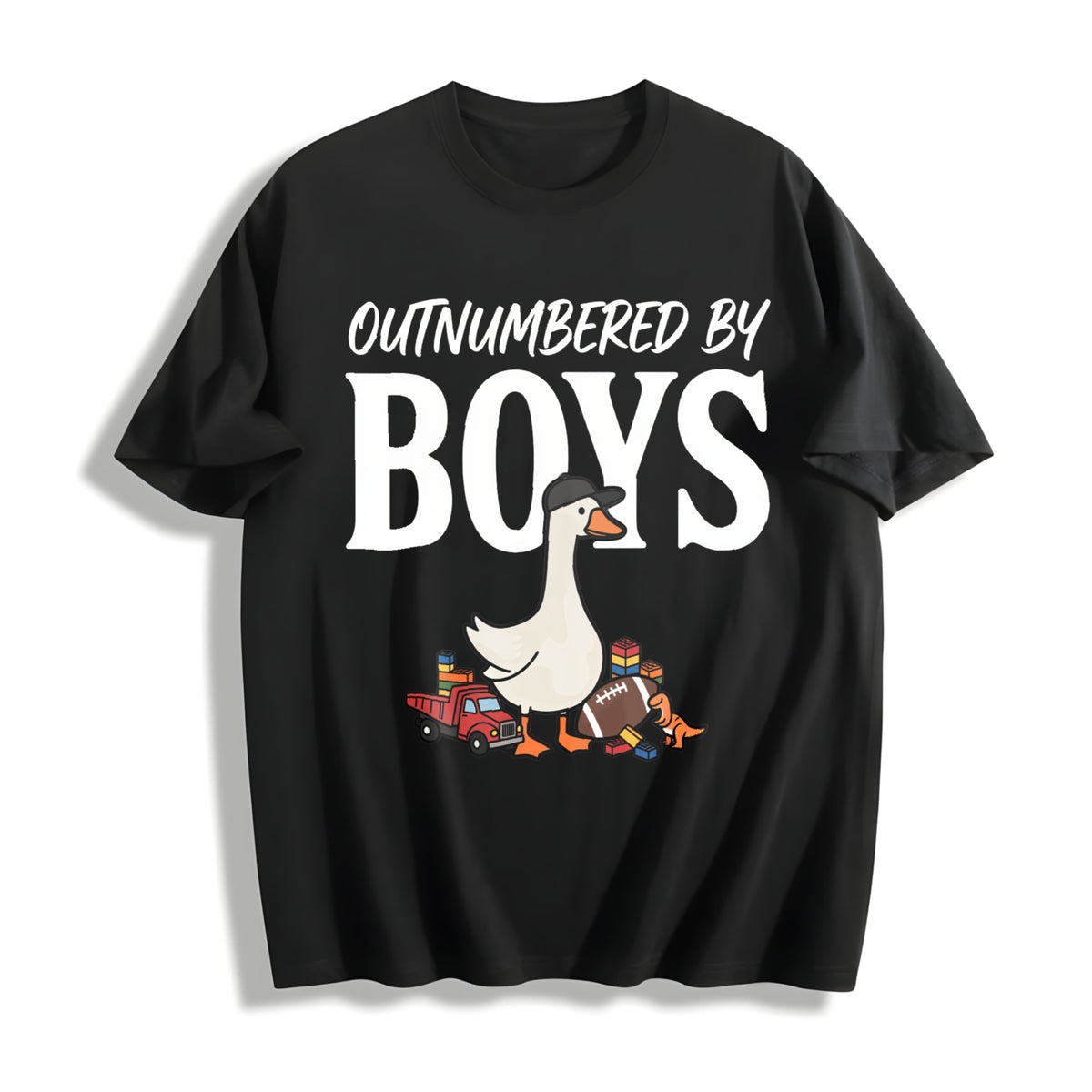 Silly Goose Boy Mom Cotton T-Shirt in Black