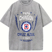 Papa Chingon Cruz Azul Soccer Vintage Washed T-Shirt in Gray