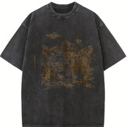Western Cowboy UFO Vintage Washed T-Shirt in Black