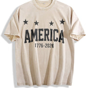 America 1776-2026 Vintage Washed T-Shirt in Beige