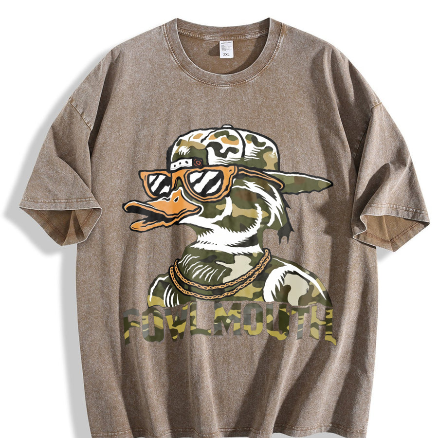 Sleeveless Tank Camo Duck Fowlmouth Muscle Vintage Washed T-Shirt in Brown