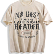 No Rest for the Late Night Reader Vintage Washed T-Shirt in Beige