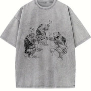 Frog Musicians 90s Retro ® Vintage Washed T-Shirt in Gray