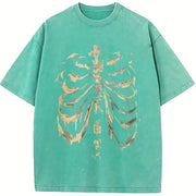 Golden Coastal Summer Graphic vintage washed oversized T-shirt in Blue