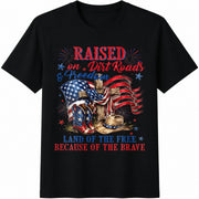 Raised on Dirt Road and Freedom Png Cotton T-Shirt in Black