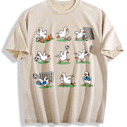 Goose Soccer Player Sport Mom Vintage Washed T-Shirt in Beige