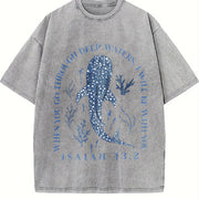 Leisure When you go through deep water I will be with you vintage washed oversized T-shirt in Gray