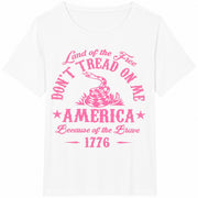 Patriotic 1776 Dont Tread on Me Snake Back Cotton T-Shirt in White