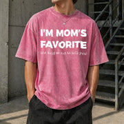 Moms Favorite Son Daughter I'm Mom's Favorite Golf Vintage Washed T-Shirt in Red