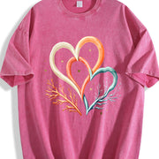 Interlocking Hearts Vintage Washed T-Shirt in Red