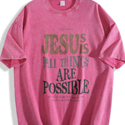 Jesus All Things Are Possible Vintage Washed T-Shirt in Red