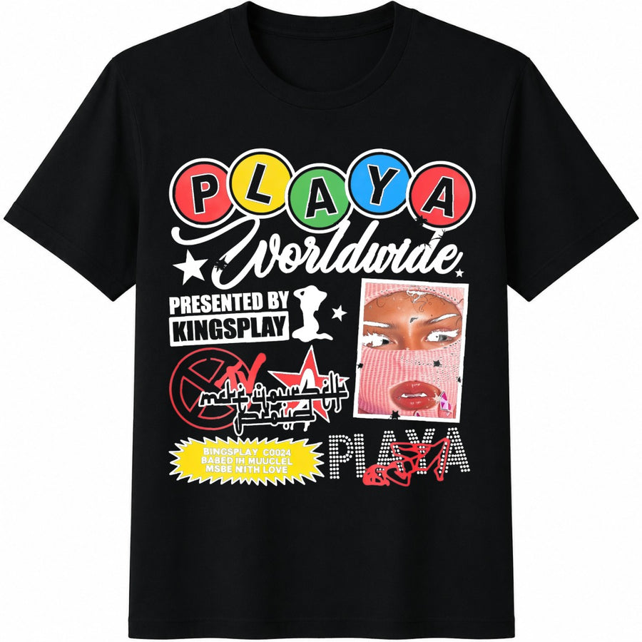 Playa Worldwide Kingsplay Cotton T-Shirt in Black