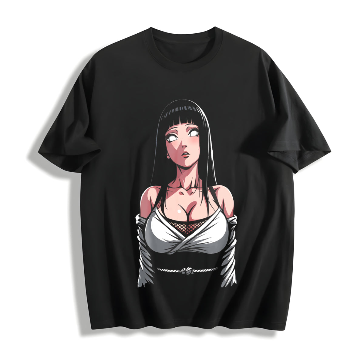 Hinata Hyuga Tanktop Anime Manga for Anime Fan 90s Cotton T-Shirt in Black