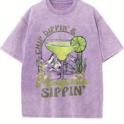 Chill Dippin' & Margarita Sippin' vintage washed oversized T-shirt in Purple