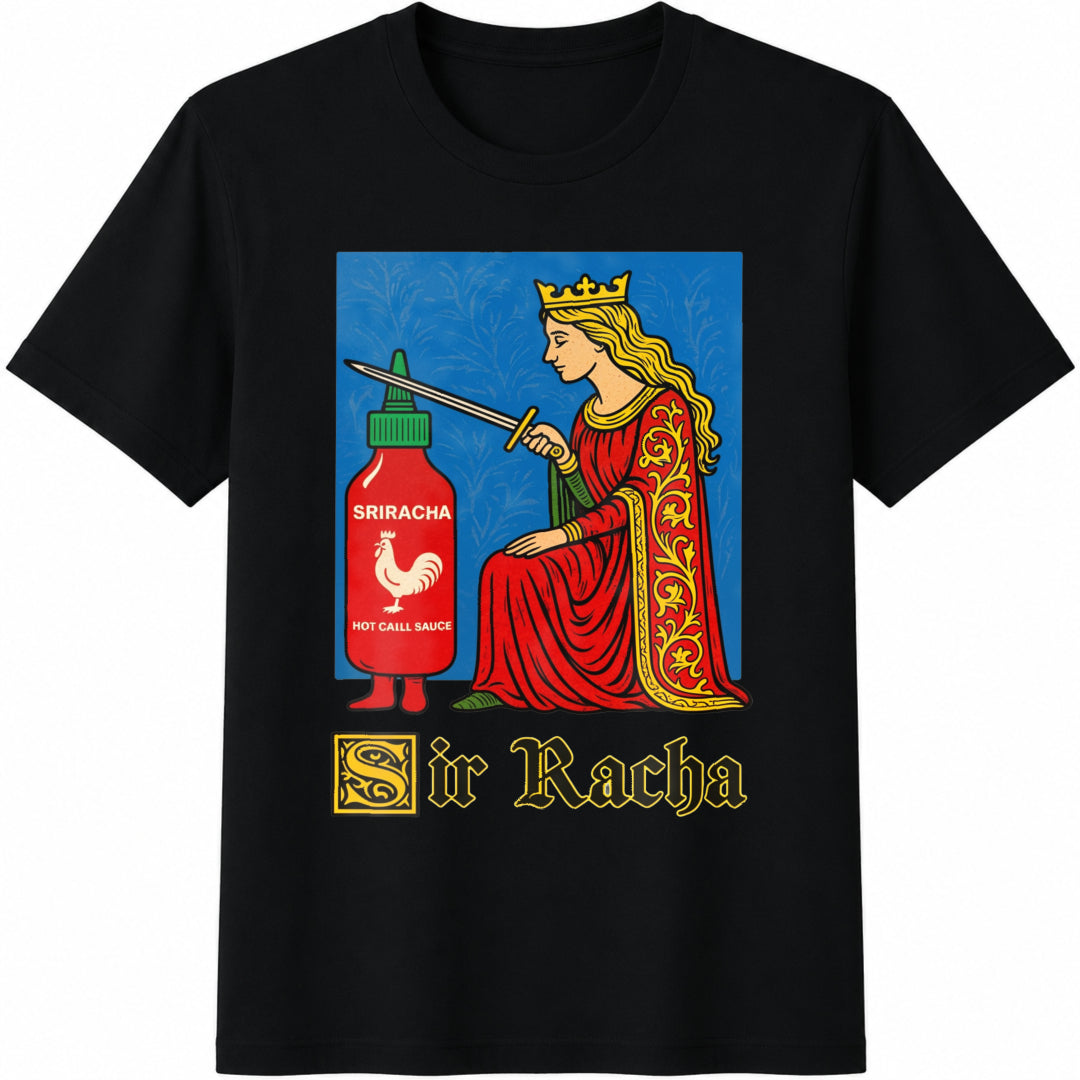 Sir Racha Knight Meme Cotton T-Shirt in Black