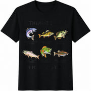 Fishing Things I Do in My Spare Time Cotton T-Shirt in Black