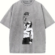 WWE Roman Reigns Iconic Wrestling Classic Fan fast vintage washed oversized T-shirt in Gray