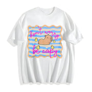 Don't Worry Be Capy Cotton T-Shirt in White