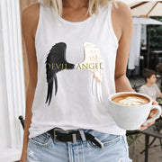 Devil Angel Sleeveless Tank Women's Color Cotton Tank Top in White