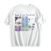 Keep It 100 Land Sea Sky Cotton T-Shirt in White