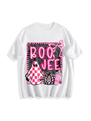 Coquette Halloween Pink Halloween Cotton T-Shirt in White