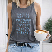 Long-sleeve with Letter V-neck Women's Color Cotton Tank Top in Gray