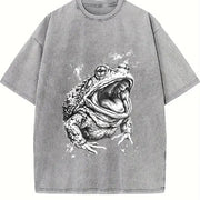 Toad 90s Retro ® Frog Grunge Y2k Vintage Washed T-Shirt in Gray