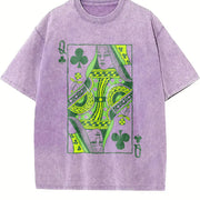 Queen of Clubs for St. Patrick's Day Vintage Washed T-Shirt in Purple